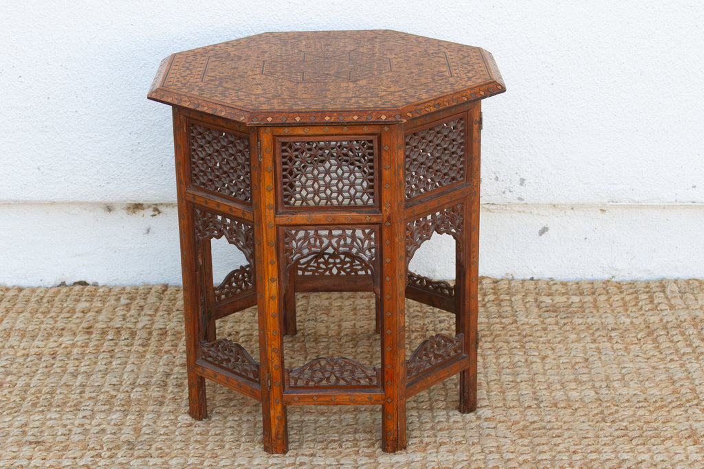 Brass & Copper Inlay Anglo Indian Folding Table