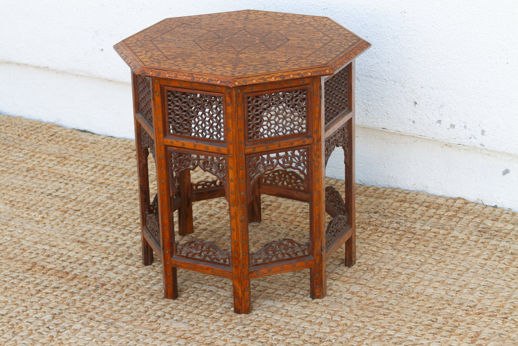Brass & Copper Inlay Anglo Indian Folding Table