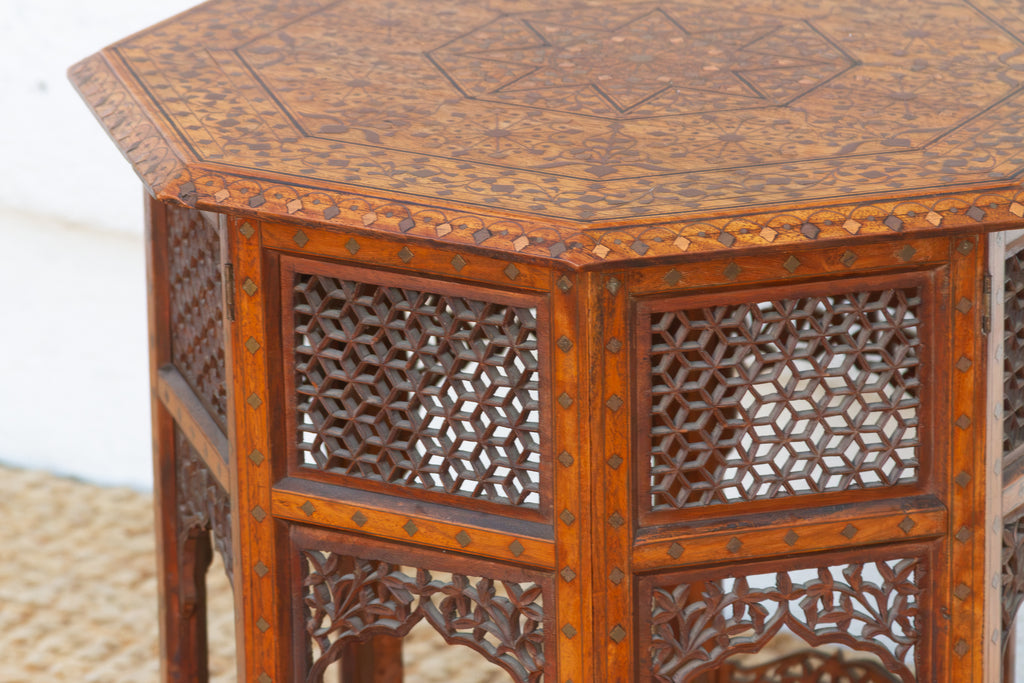 Brass & Copper Inlay Anglo Indian Folding Table