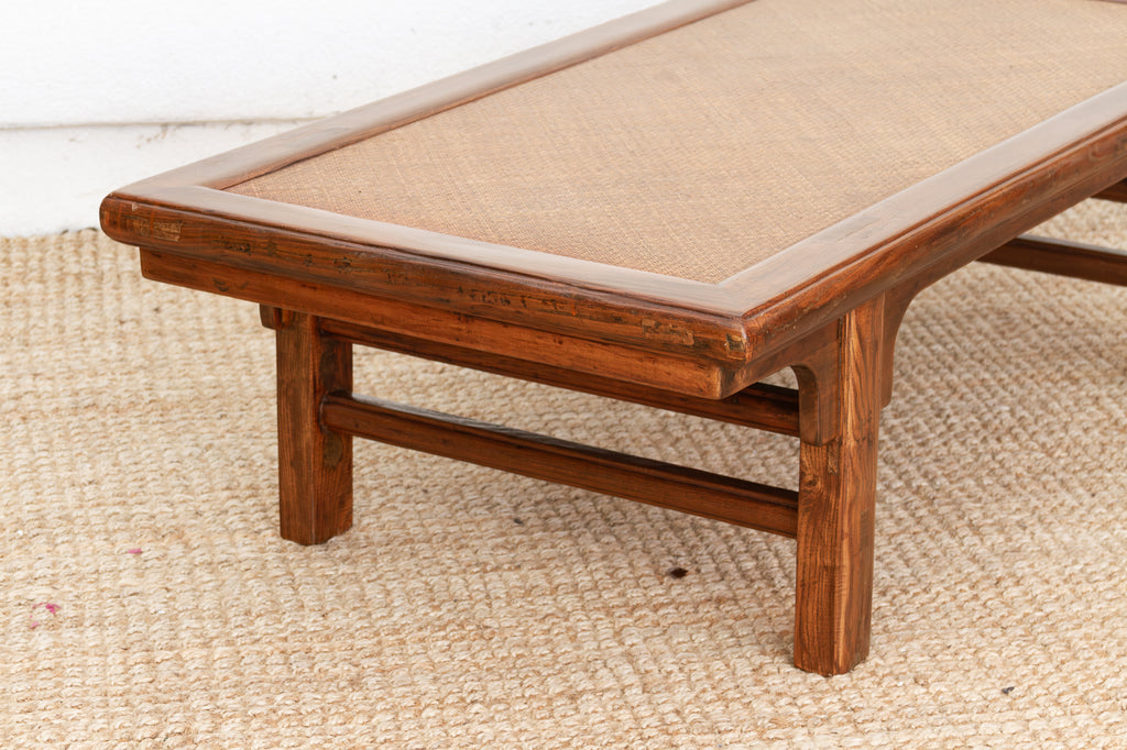 Rustic Zen Vintage Asian Rattan Top Coffee Table