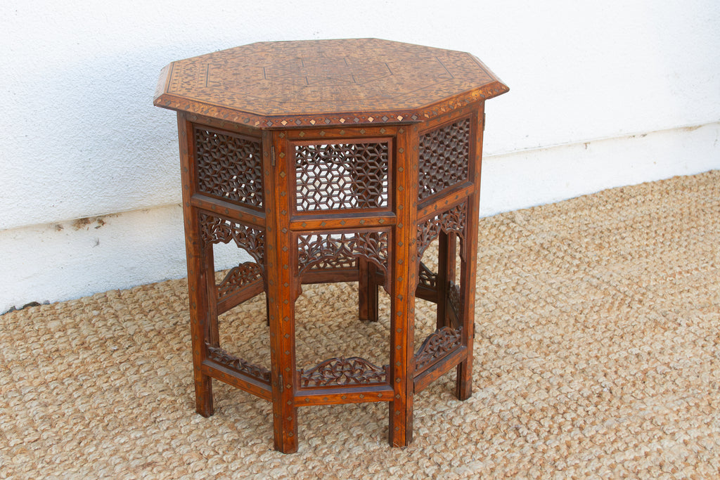 Brass & Copper Inlay Anglo Indian Folding Table
