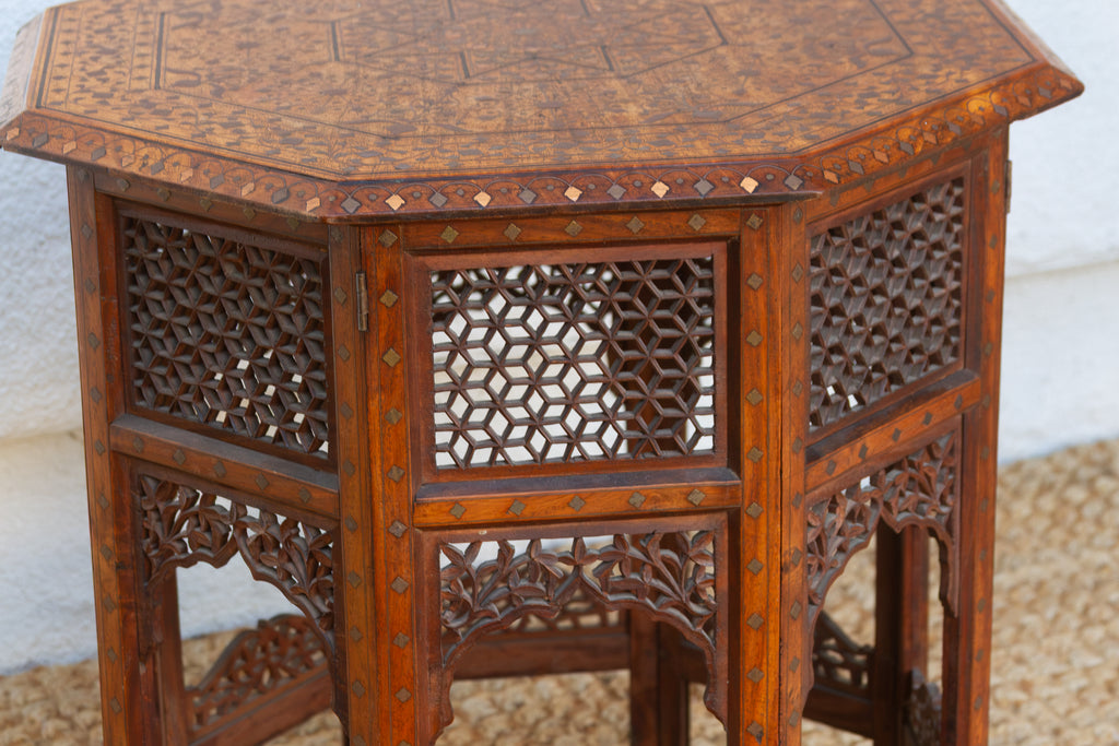 Brass & Copper Inlay Anglo Indian Folding Table