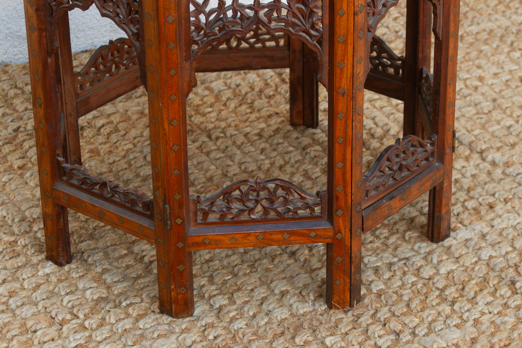 Brass & Copper Inlay Anglo Indian Folding Table