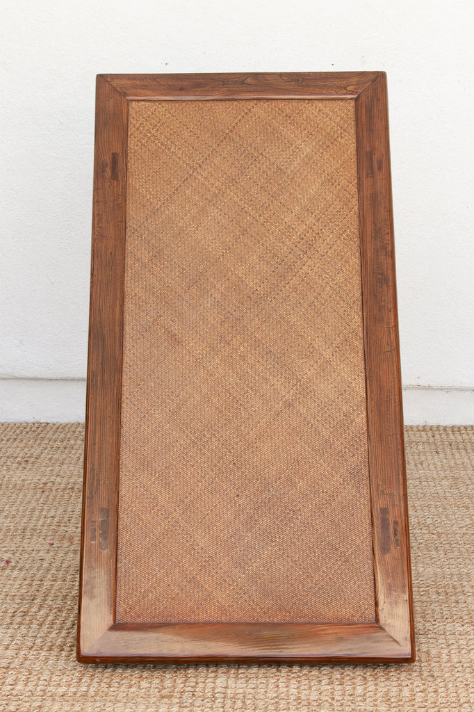 Rustic Zen Vintage Asian Rattan Top Coffee Table
