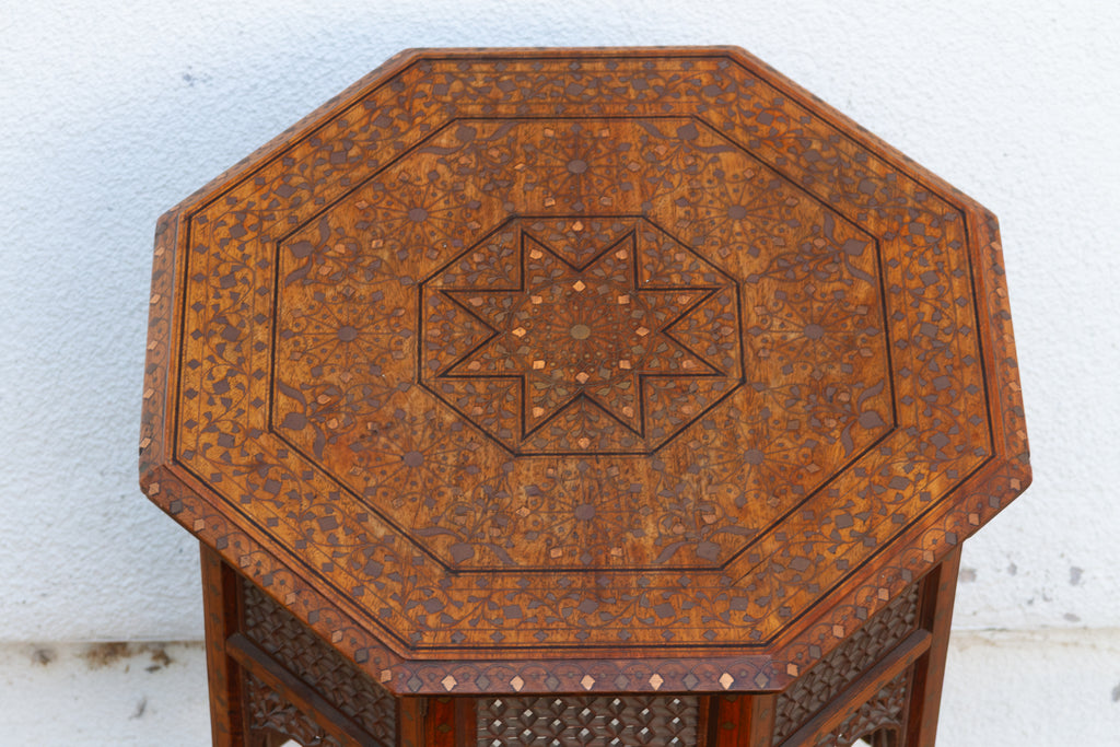 Brass & Copper Inlay Anglo Indian Folding Table
