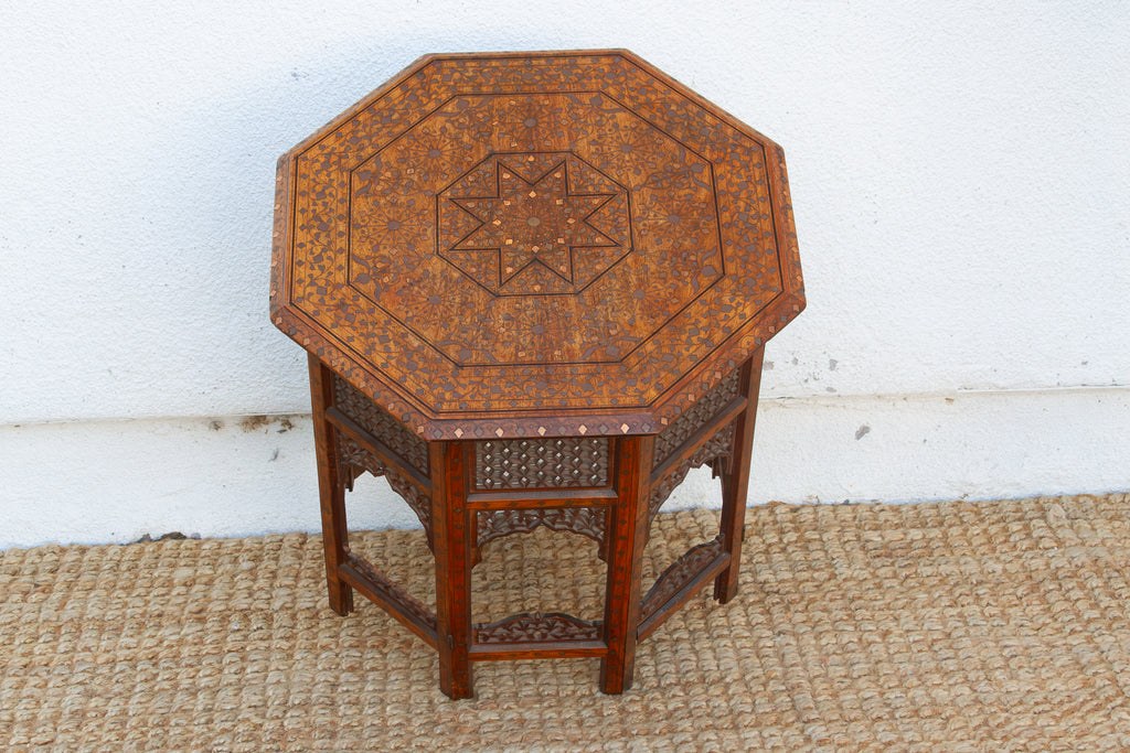 Brass & Copper Inlay Anglo Indian Folding Table