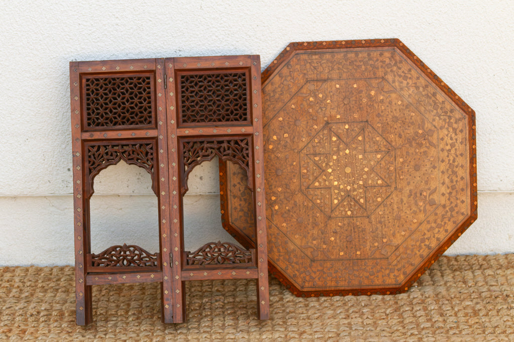Brass & Copper Inlay Anglo Indian Folding Table