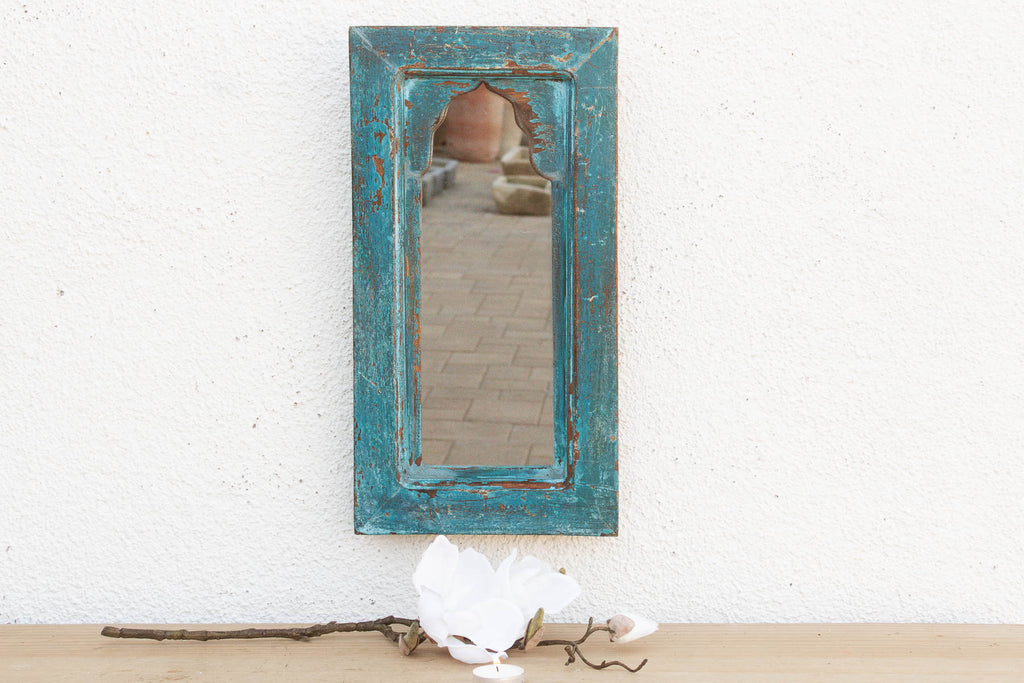Vibrant Turquoise Indian Arched Mirror