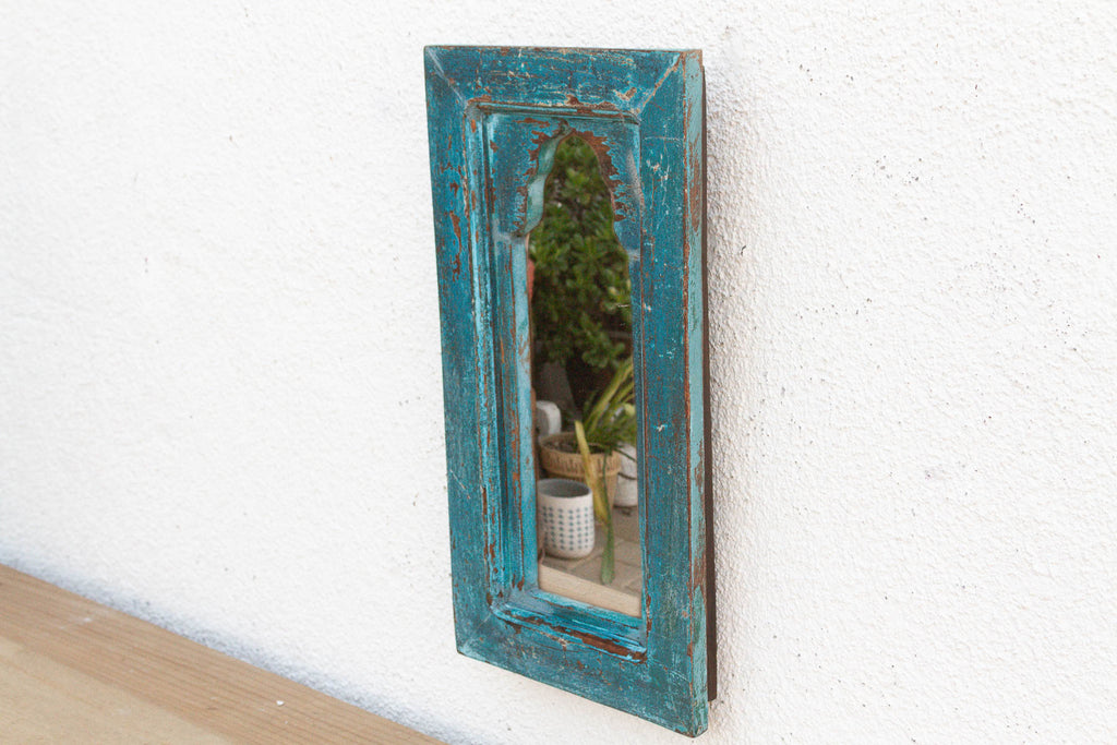 Vibrant Turquoise Indian Arched Mirror