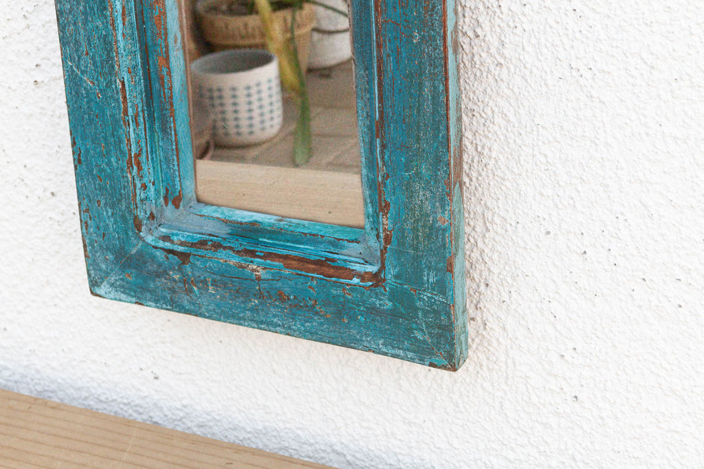 Vibrant Turquoise Indian Arched Mirror
