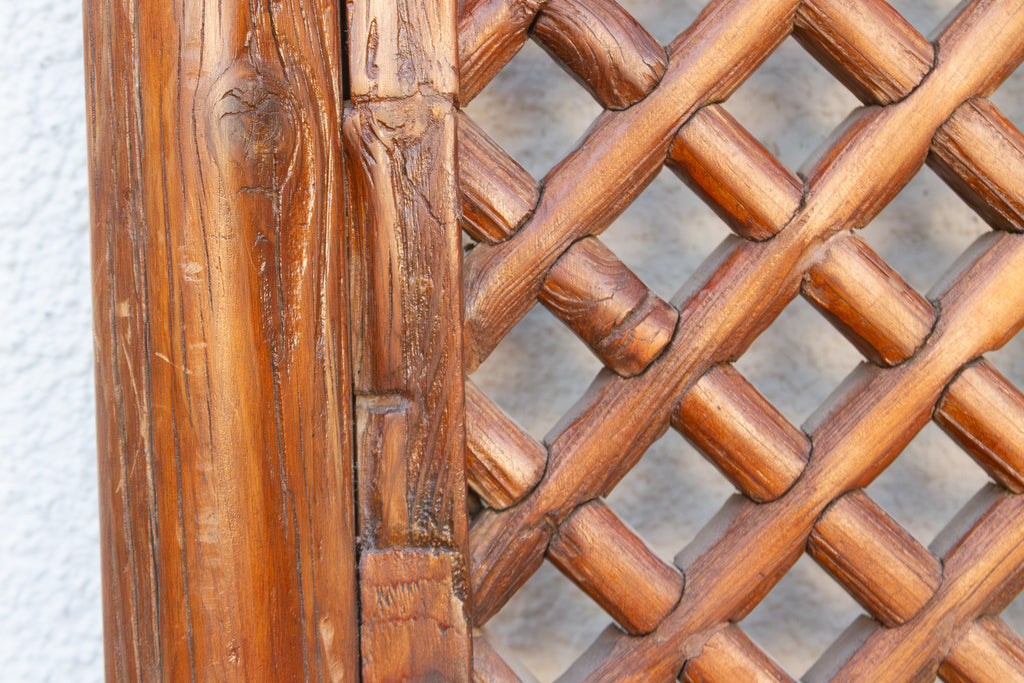 Early 20th Century Chinese Elm Wood Lattice Screen Door