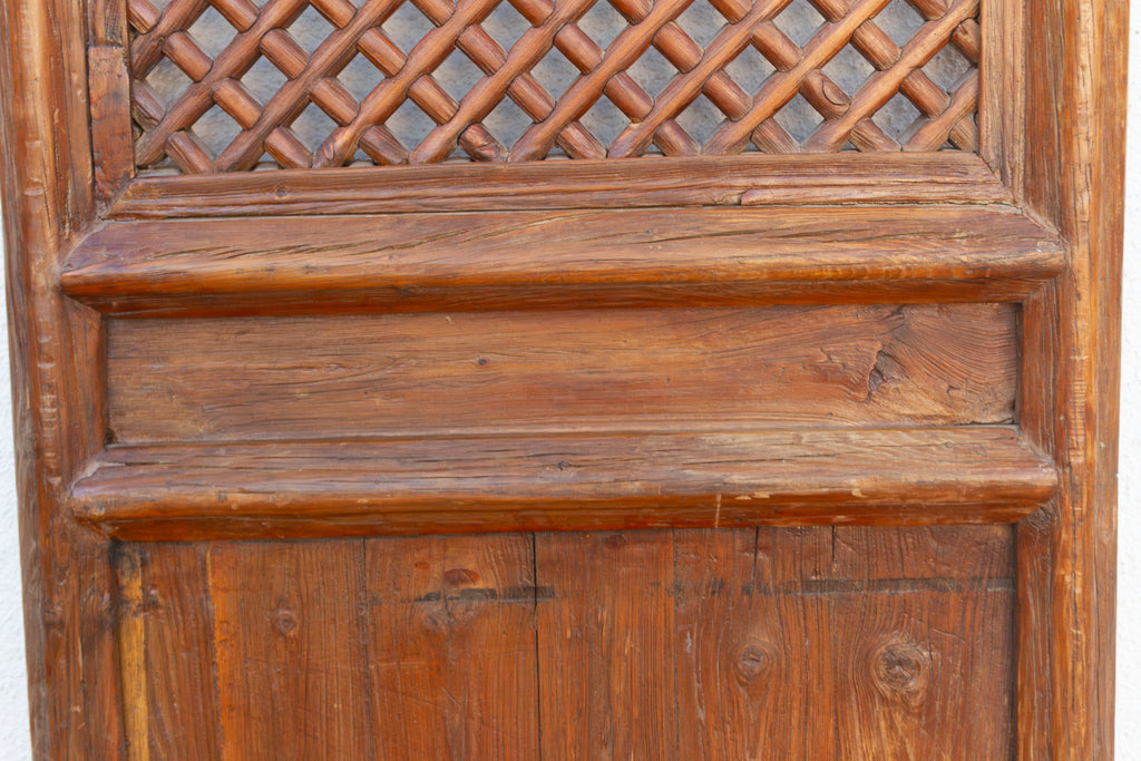 Early 20th Century Chinese Elm Wood Lattice Screen Door