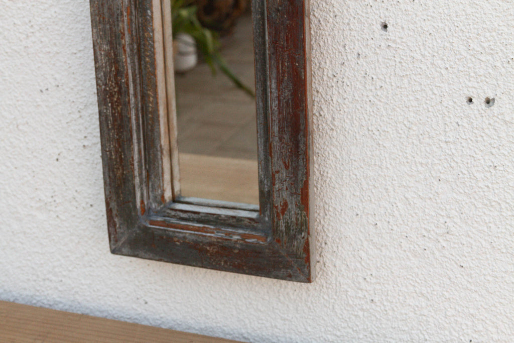 Weathered Stone Charcoal Indian Arched Mirror