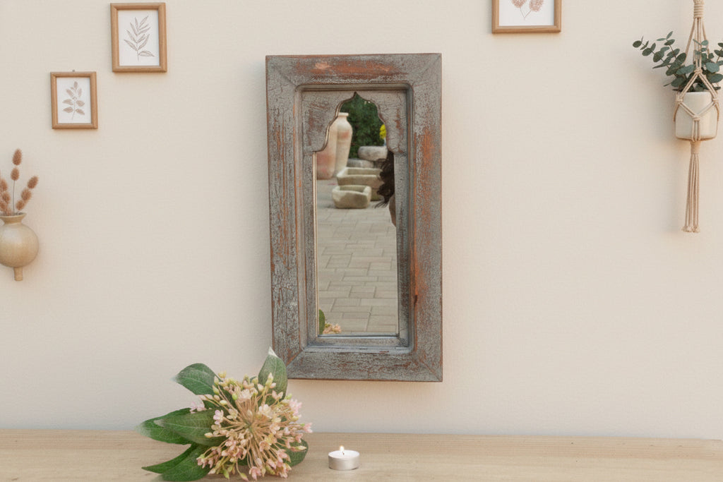 Charming Aged Petite Indian Arched Mirror (Trade)
