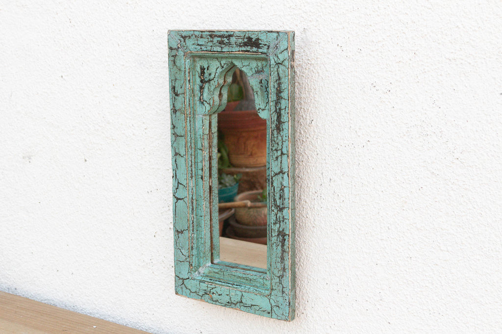 Crackle Aqua Indian Arched Mirror