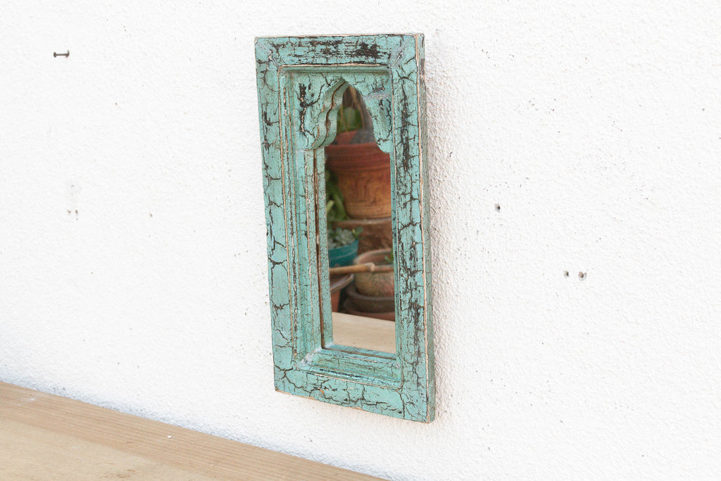Crackle Aqua Indian Arched Mirror