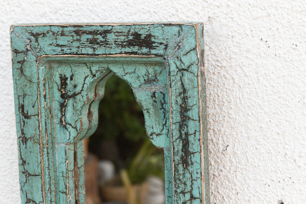 Crackle Aqua Indian Arched Mirror