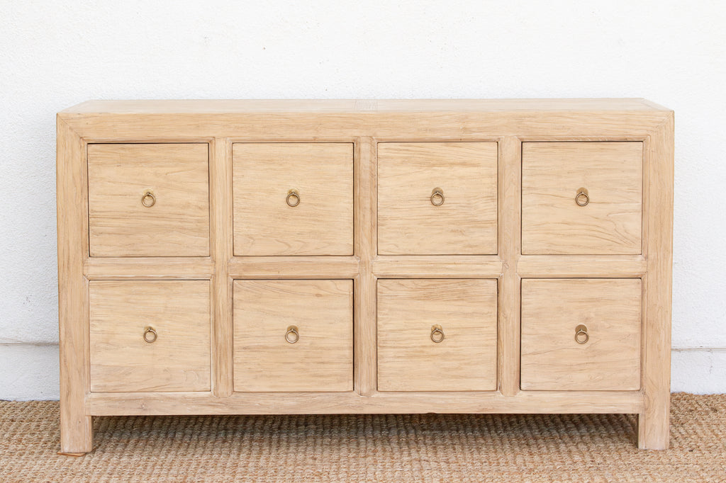 Contemporary Bleached Wood 8-Drawer Dresser