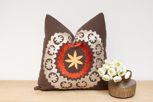 Earthy Large Cotton Suzani Pillow Cover