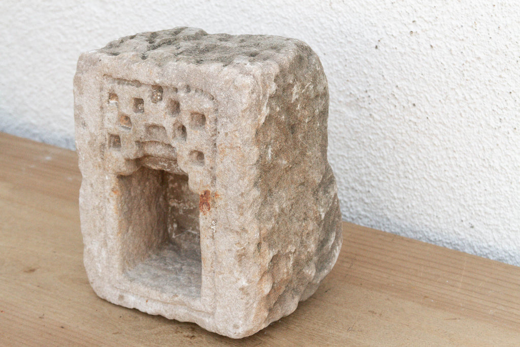 Geometric Stepped Arch, Antique Stone Niche