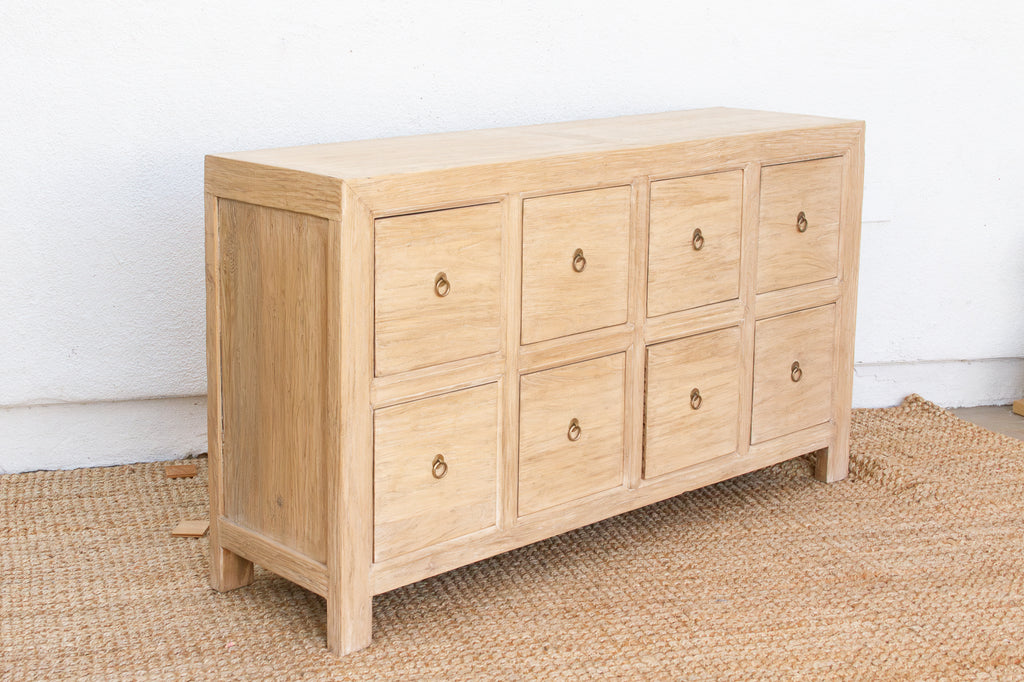 Contemporary Bleached Wood 8-Drawer Dresser