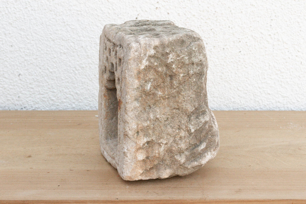 Geometric Stepped Arch, Antique Stone Niche