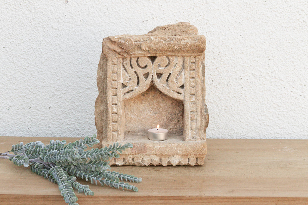 Arch & Floral Scrolls Indian Stone Niche