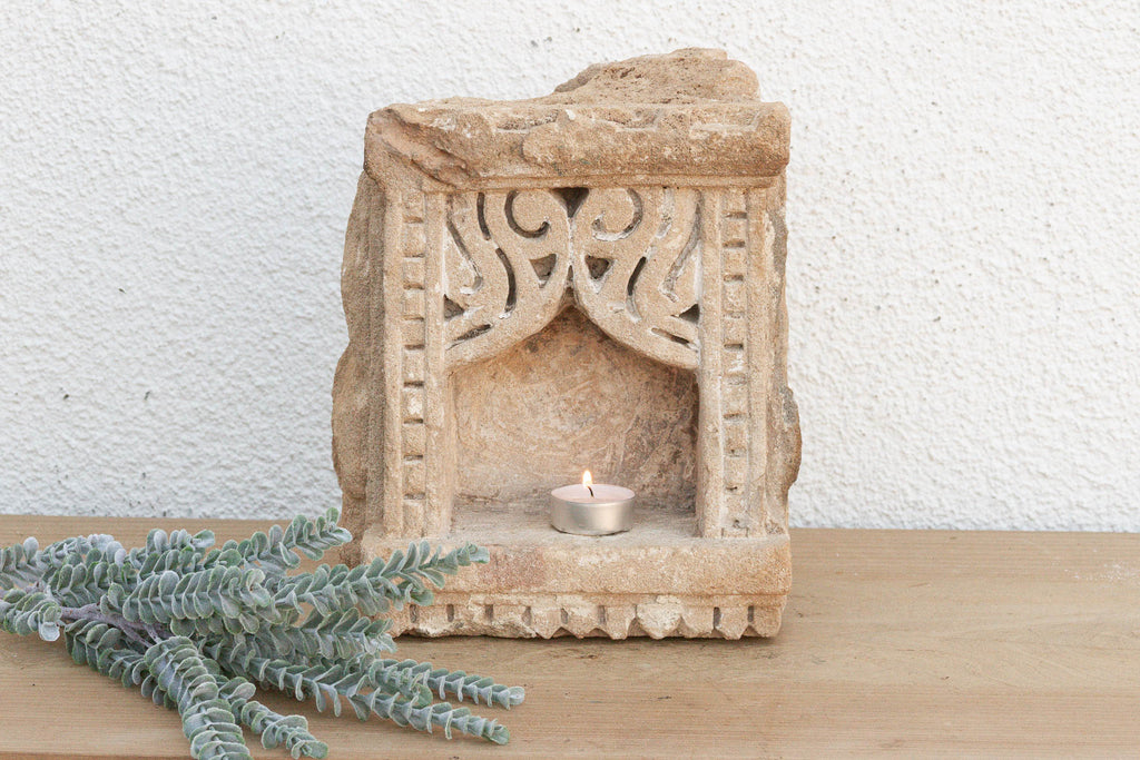 Arch & Floral Scrolls Indian Stone Niche