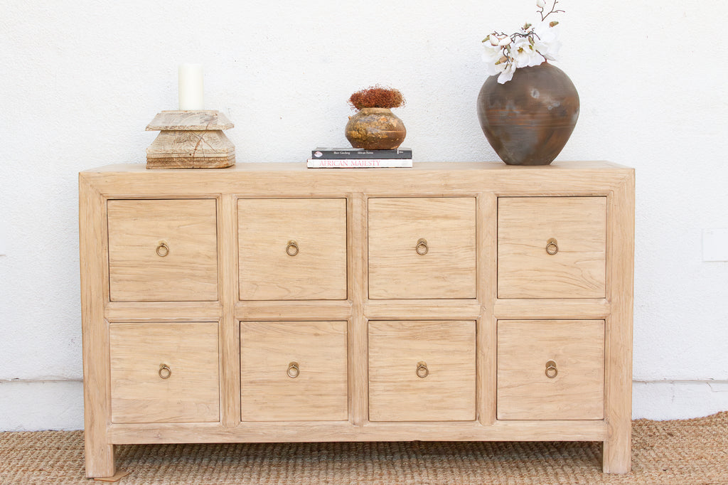 Contemporary Bleached Wood 8-Drawer Dresser