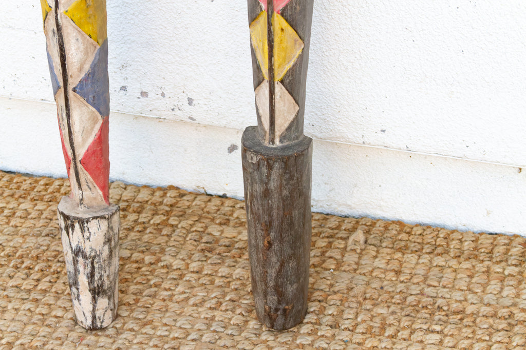 Pair of African Bwa Sun & Serpent Tall Totem