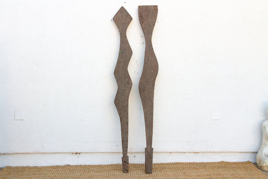 Pair of African Bwa Sun & Serpent Tall Totem
