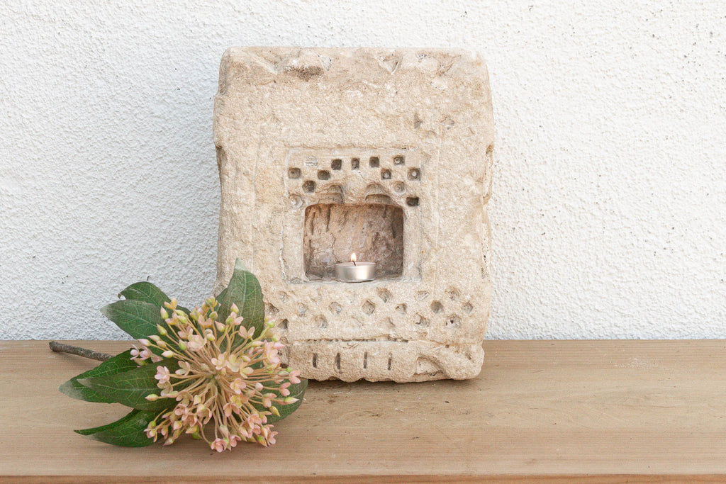 Primitive Carved Stone Inidan Niche
