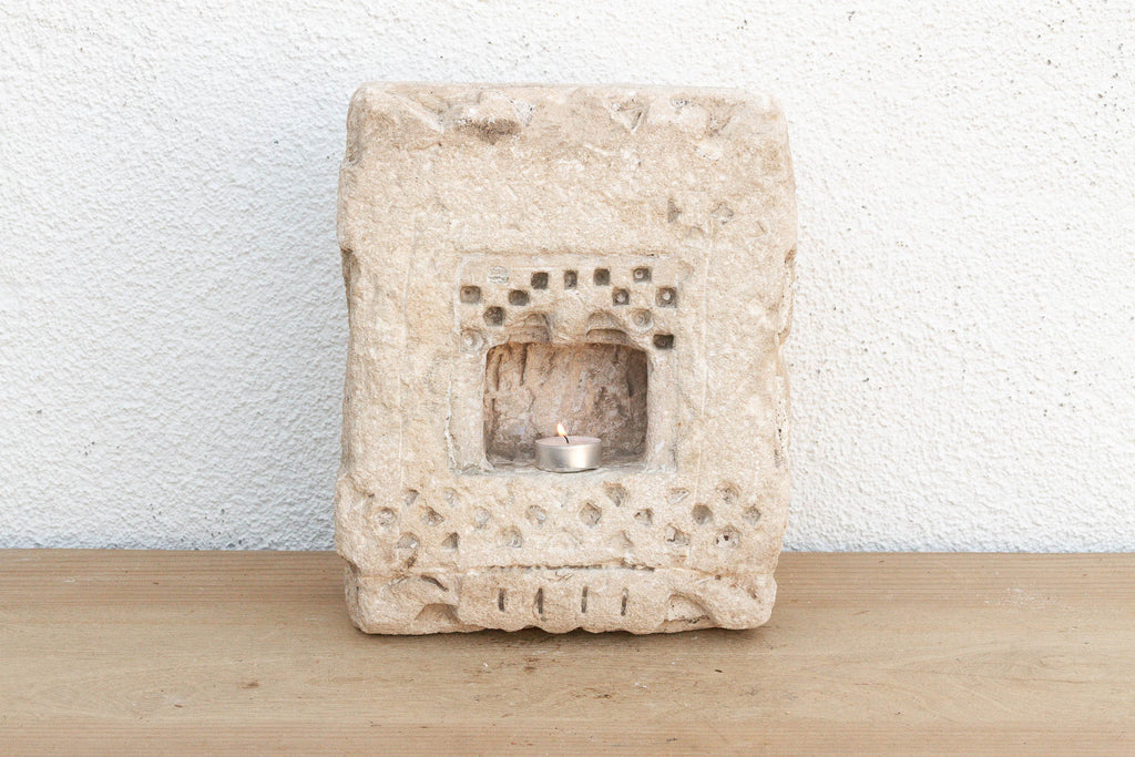 Primitive Carved Stone Inidan Niche