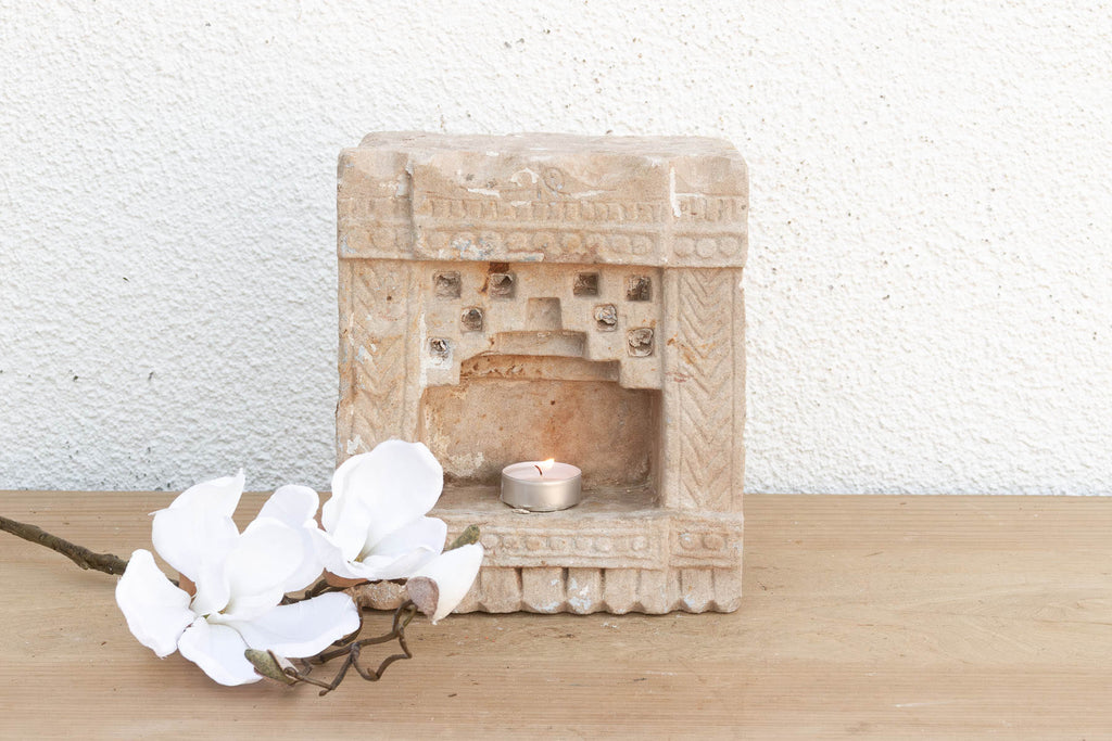 Small Temple Facade, Antique Stone Niche