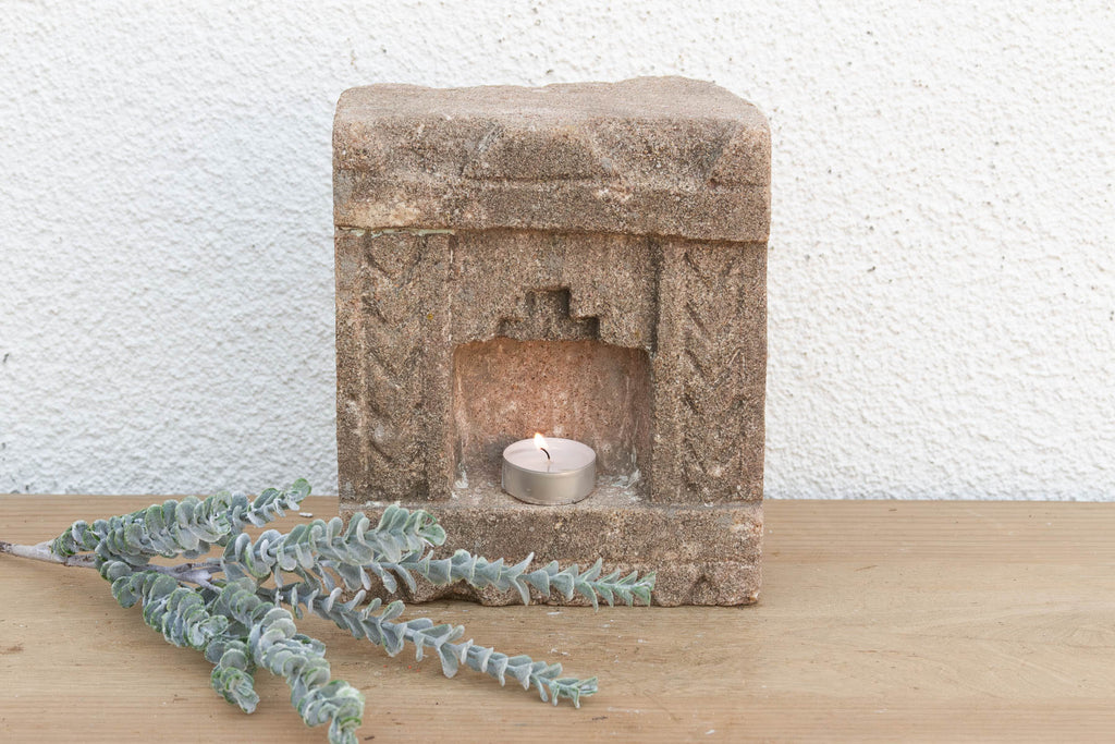Earthy Gray Stone, Antique Indian Niche