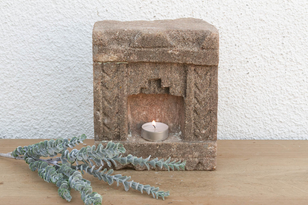Earthy Gray Stone, Antique Indian Niche