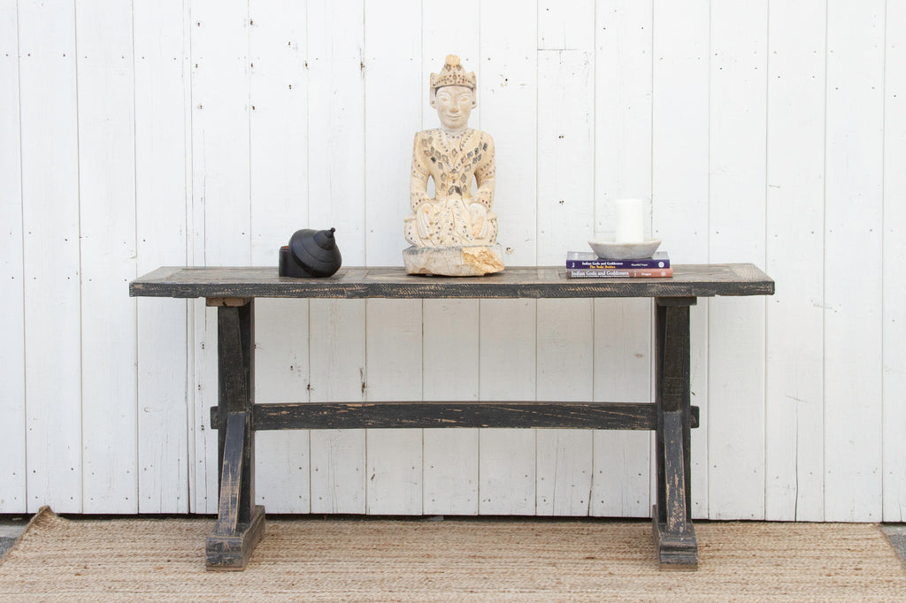 French Parquetry Top Console Table