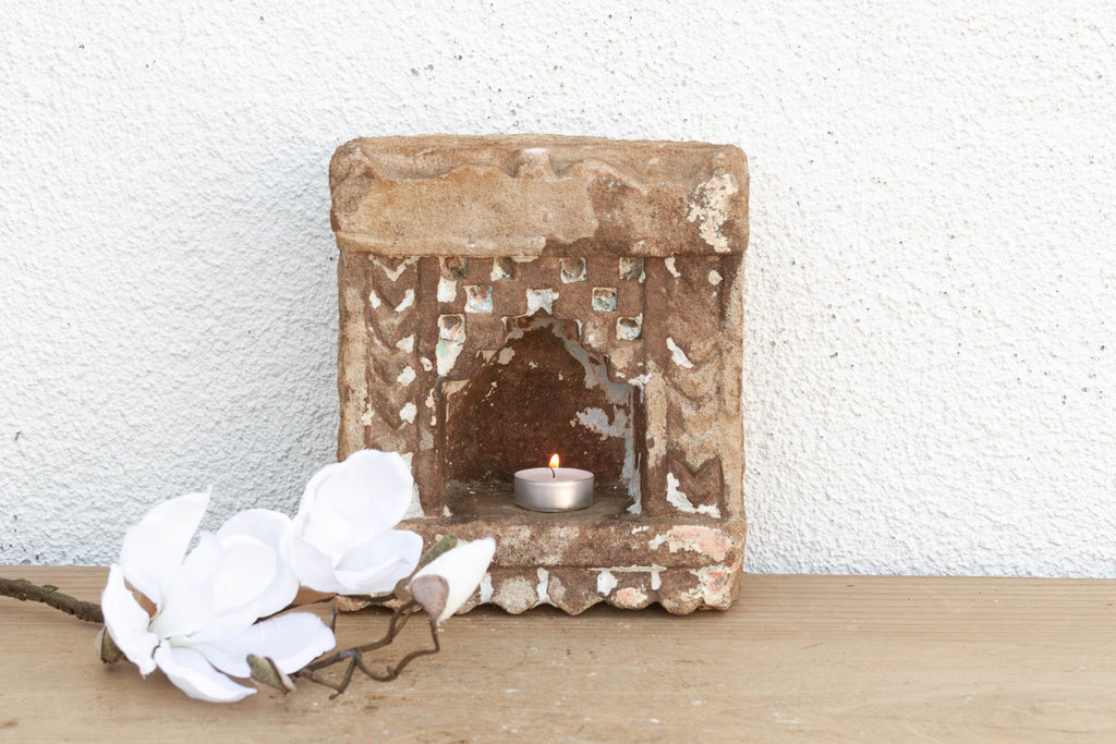 Antique Ziggurat Arch Indian Stone Niche