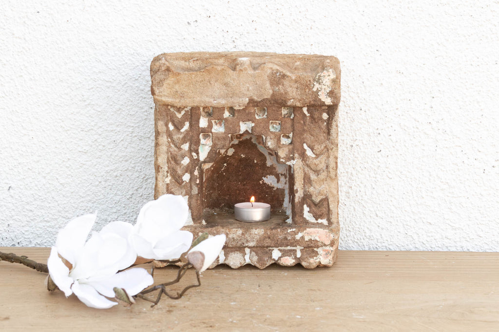 Antique Ziggurat Arch Indian Stone Niche