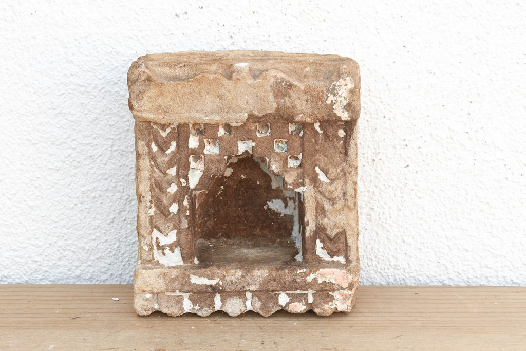 Antique Ziggurat Arch Indian Stone Niche