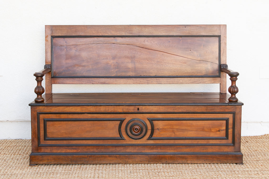 Mid 1800's Italian Walnut Heirloom Storage Bench (Trade)