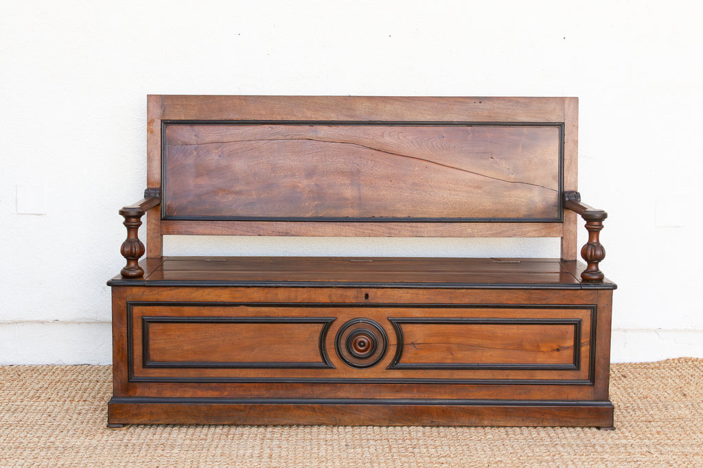 Mid 1800's Italian Walnut Heirloom Storage Bench (Trade)
