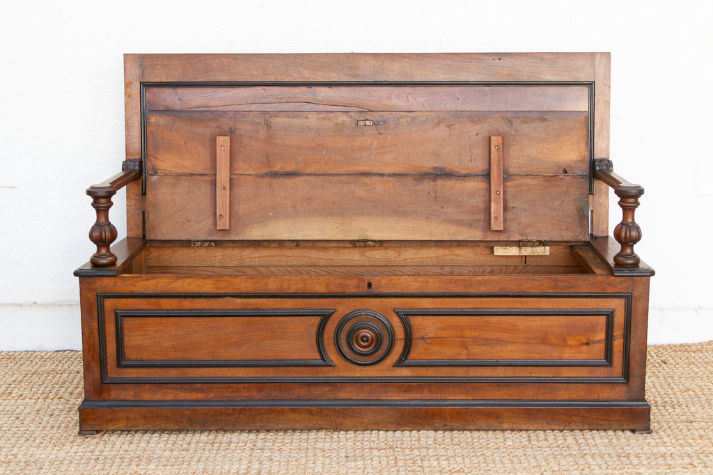 Mid 1800's Italian Walnut Heirloom Storage Bench (Trade)