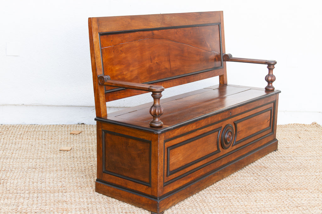 Mid 1800's Italian Walnut Heirloom Storage Bench (Trade)