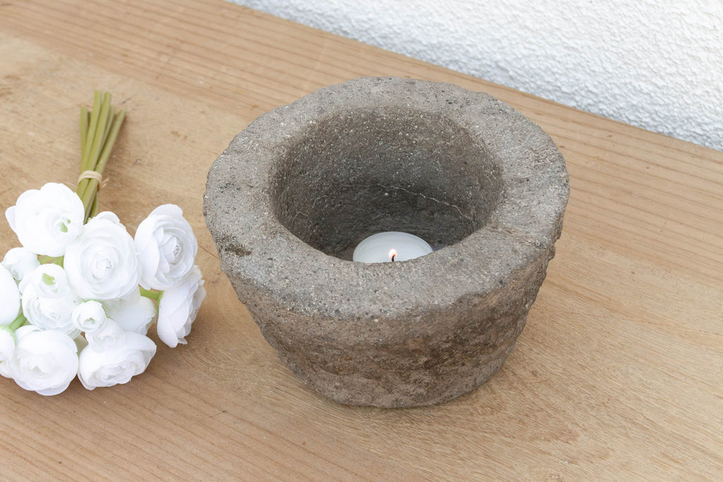 Primitive Stone Mortar Bowl