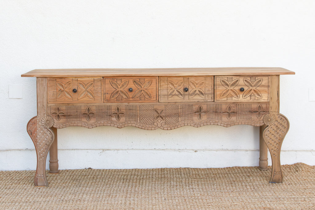 Finely Carved Long Nahuala Console Table