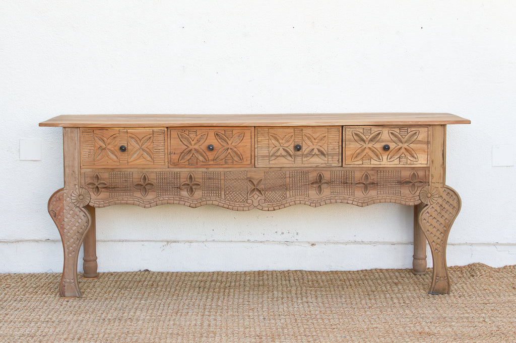 Finely Carved Long Nahuala Console Table