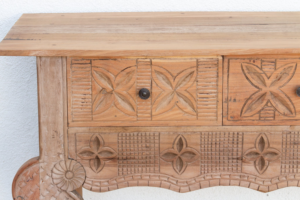 Finely Carved Long Nahuala Console Table
