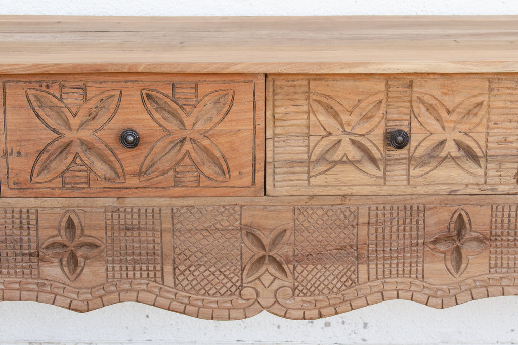 Finely Carved Long Nahuala Console Table