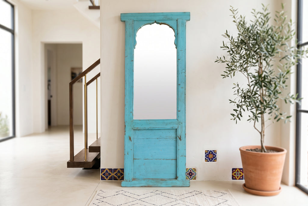 Antique Haveli Blue Floor Mirror